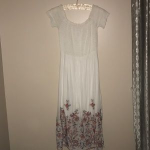 White Off the Shoulder Dress with Flowers